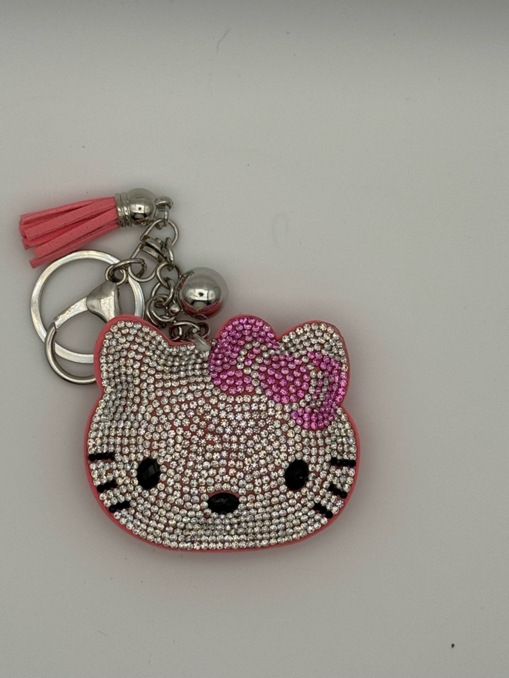 Rhinestone Hello Kitty Keychain with Pink Bow